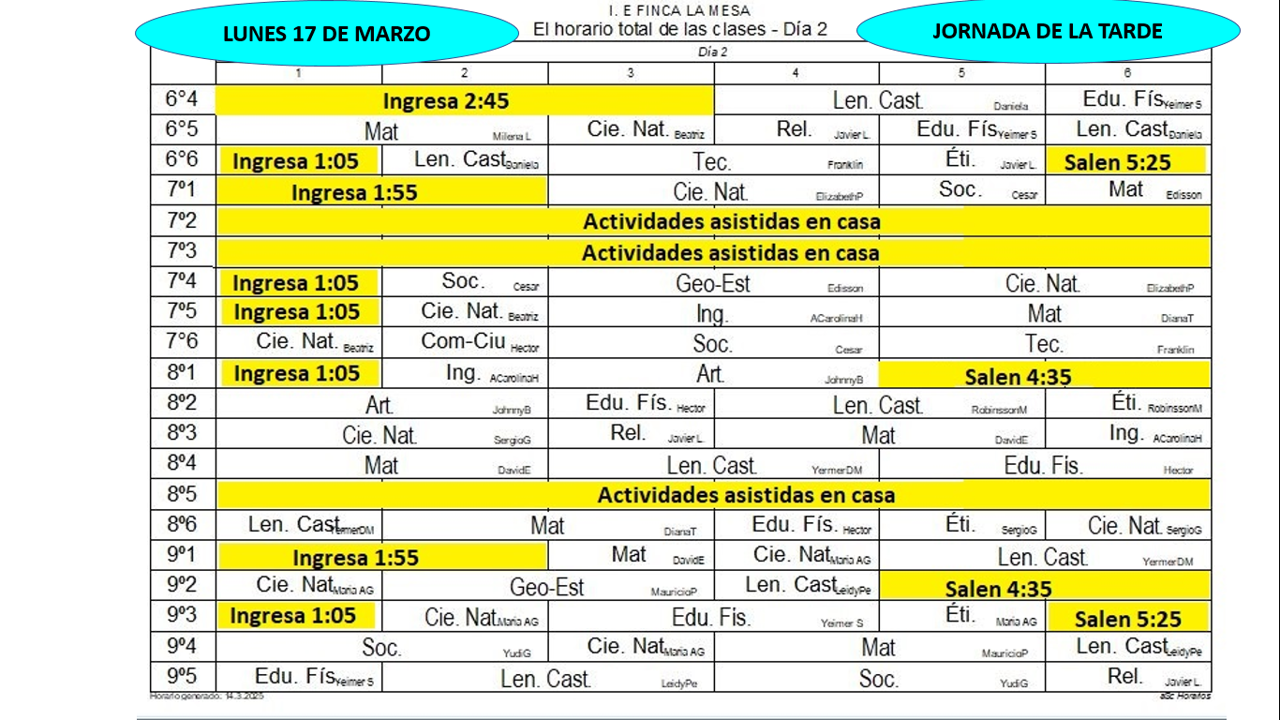Jornada de la tarde